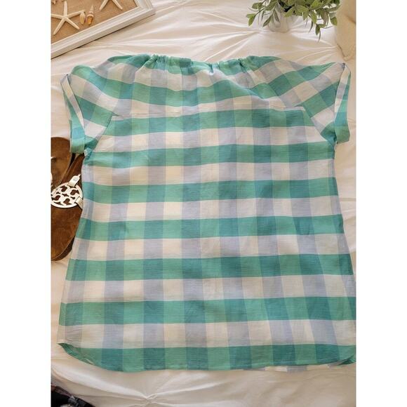 New Nordstrom signature top checkered green & white size XL - Picture 4 of 10